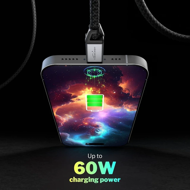 Alt view image 5 of 7 - KabelDirekt USB C Fast Charge Cable 3x3ft, 60W