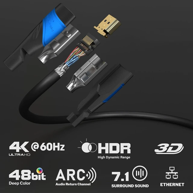 Alt view image 2 of 7 - KabelDirekt 4K HDMI Cable 2x25ft German Flexcore Technology
