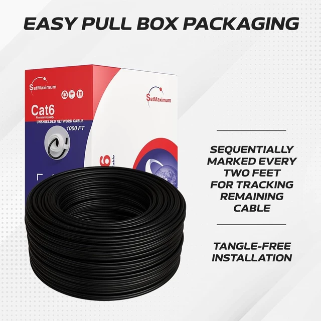 Alt view image 4 of 6 - Cables Direct Online 500FT CAT6 Solid Cable 550Mhz Ethernet LAN UTP 23AWG RJ45 Network Wire Bulk (UTP, Indoor, Black)