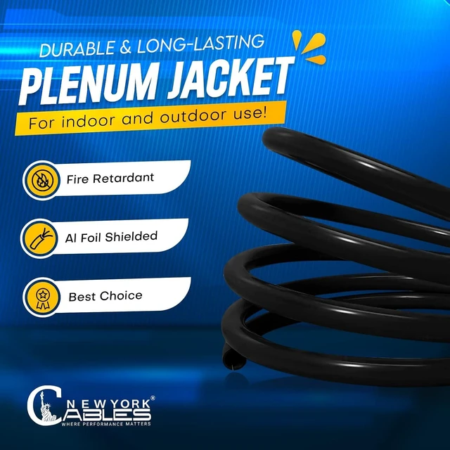 Alt view image 5 of 7 - Cat6 Shielded Plenum Cable 1000FT, 100% Solid Bare Copper, F/UTP Foil Shielded Ethernet Cable, CMP Rated, 23AWG, 550MHz, 10Gbps, PoE++, Bulk Network Cable for Commercial, Enterprise & Data Center