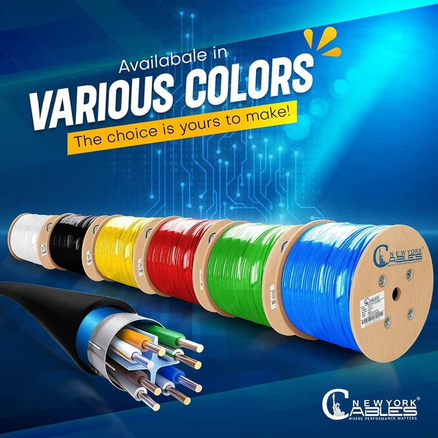 Alt view image 7 of 7 - Cat6 Shielded Plenum Cable 1000FT, 100% Solid Bare Copper, F/UTP Foil Shielded Ethernet Cable, CMP Rated, 23AWG, 550MHz, 10Gbps, PoE++, Bulk Network Cable for Commercial, Enterprise & Data Center