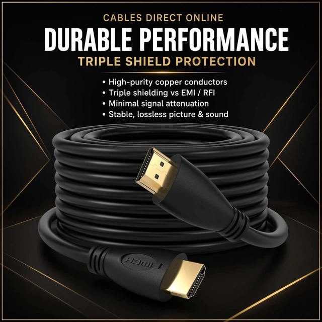 Alt view image 2 of 7 - 1.5FT HDMI 2.0 60Hz Cable High-Speed 4K HDR 18Gbps Ethernet Audio Return Channel Gold-Plated UHD ARC Universal Compatible with HDTV Projector Gaming Console Laptop Home Theater