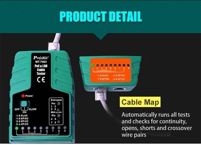 Alt view image 3 of 6 - Cable Tester Po'sKit MT-7064-C POE Video Surveillance Network Cable Finder RJ11 RJ12 RJ45 Connection Port Line Measuring Tool
