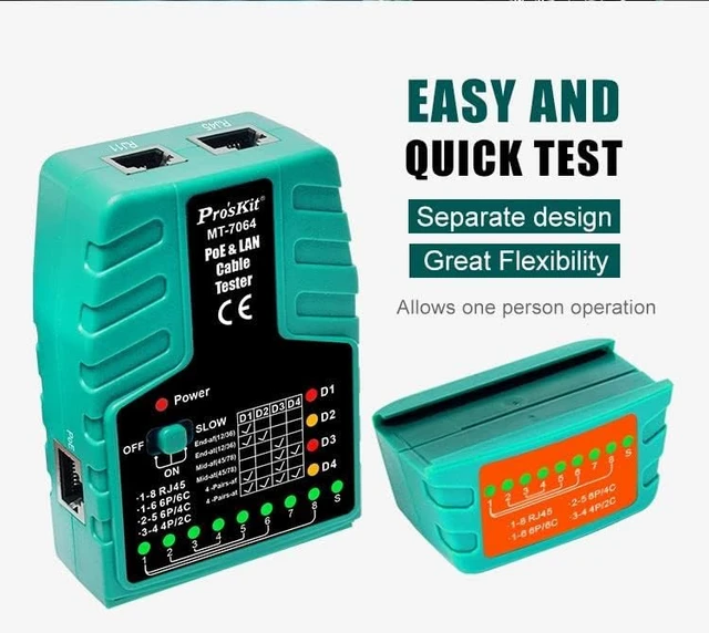 Alt view image 5 of 6 - Cable Tester Po'sKit MT-7064-C POE Video Surveillance Network Cable Finder RJ11 RJ12 RJ45 Connection Port Line Measuring Tool