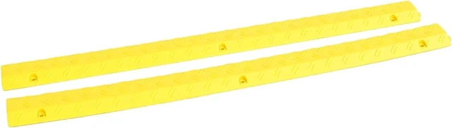 Main image of WALFRONT Heavy Duty Cable Protector Non Slip Modular Interlocking Yellow Wire Cover 1000mm with Anti Fatigue Safety Ramp for Driveway Sidewalk