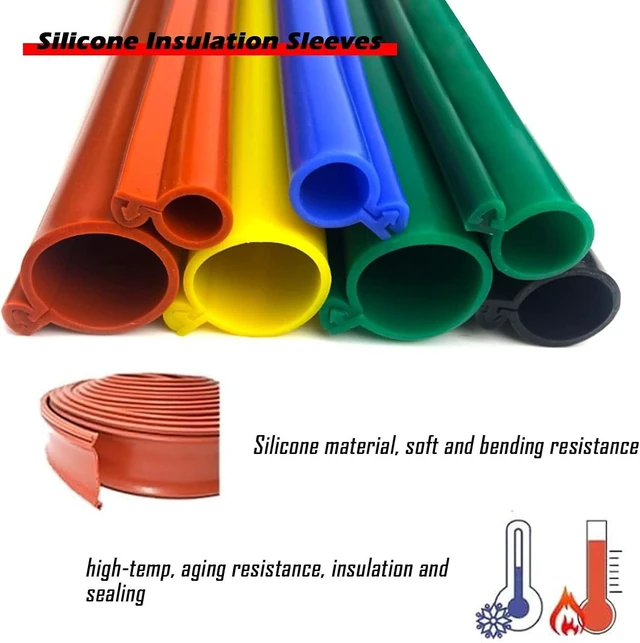 Alt view image 3 of 7 - 10ft 35KV Silicone Cable Insulation Cover, Durable Weatherproof Wire Protector Sleeve for Power Lines, Open Type Insulating Cover (Black, ID 16mm/0.63in)