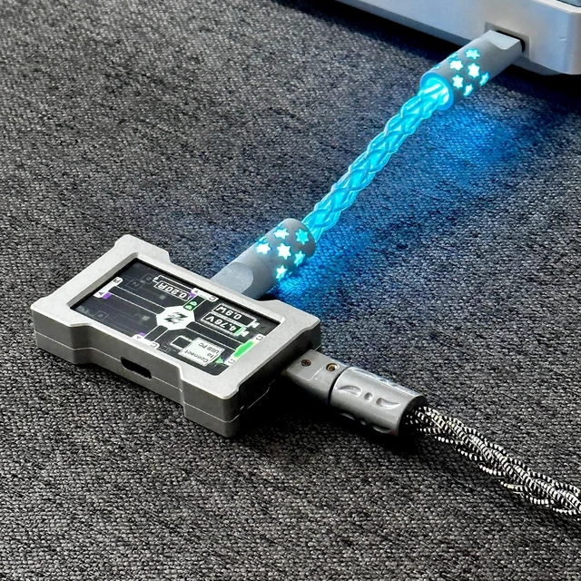 Alt view image 3 of 6 - Braided Keyboard Cables Type-C to USB C with RGB Lighting Single Crystal Copper Braided Charging Cable.for Gaming Keyboard