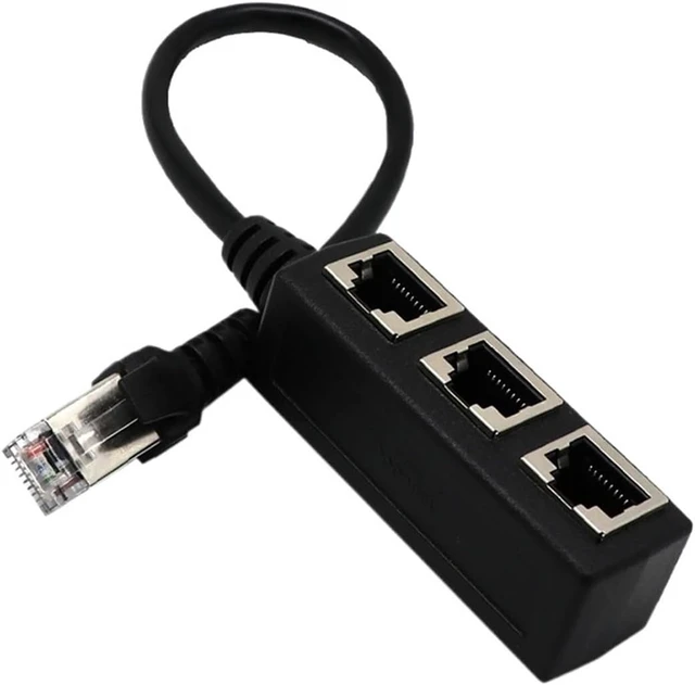 Alt view image 2 of 7 - RJ45 Ethernet LAN Cable Splitter RJ45 Connector Extender 1 Male to 3 Female Splitter 3 in 1 Cable Connector Adapter 6