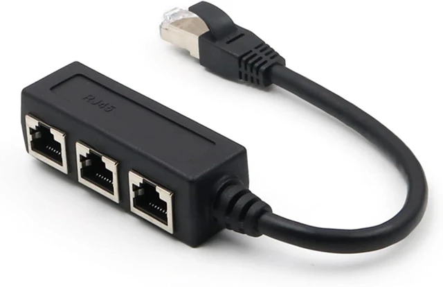 Alt view image 6 of 7 - 1 to 3 RJ45 Splitter LAN Ethernet Network RJ45 Connector Extender Adapter Cable for Networking 1 Male to 3 Female Extension