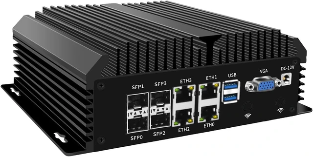 Alt view image 4 of 6 - Fanless Firewall Appliance with QAT, OPNsense, VPN, Router PC, PVE, Denverton Atom C3758, RN02, 4 x 2.5GbE I226-V, 4 x SFP+ X553, DPDK Support, 16G RAM, 256G SSD