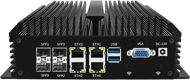 Alt view image 2 of 6 - Fanless Firewall Appliance with QAT, OPNsense, VPN, Router PC, PVE, Denverton Atom C3758, RN02, 4 x 2.5GbE I226-V, 4 x SFP+ X553, DPDK Support, 16G RAM, 256G SSD