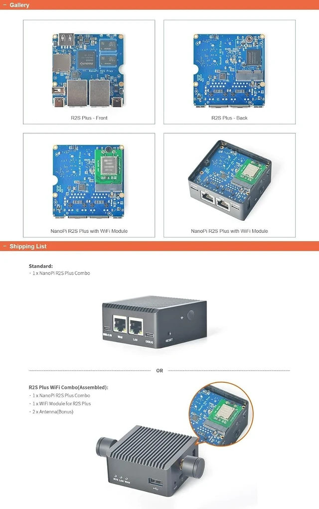 Alt view image 3 of 7 - youyeetoo NanoPi R2S Plus Router RK3328(R2S Plus WiFi Combo)