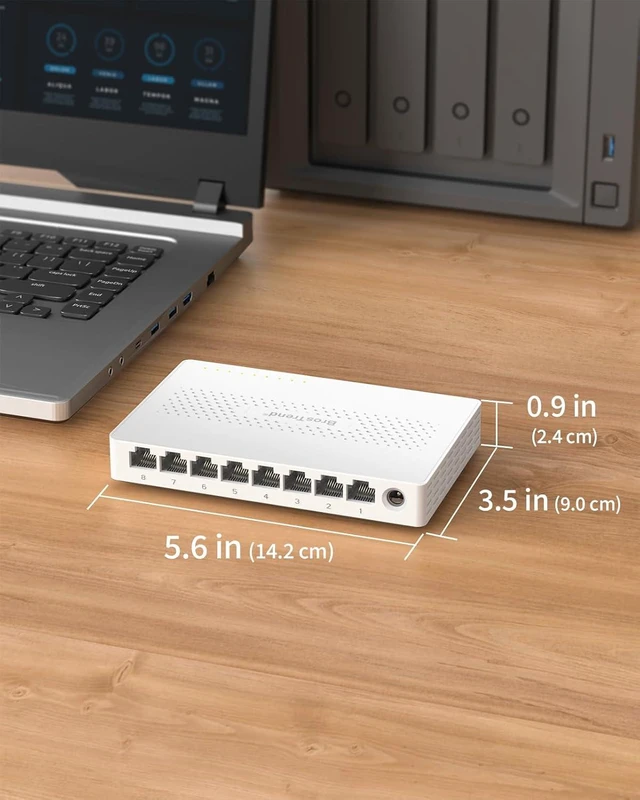 Alt view image 7 of 7 - BrosTrend 2.5Gb Switch, 8 Port Unmanaged Network Switch for Gaming, Fanless