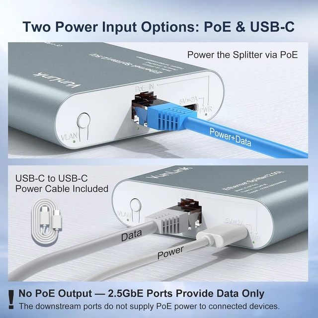 Alt view image 4 of 7 - 2.5G Ethernet Splitter Switch RJ45, Expand 1 Network Port to 3 Devices