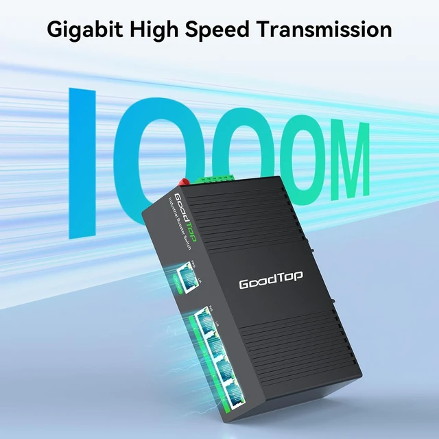 Alt view image 4 of 7 - 5 Port Industrial Gigabit PoE+ Switch, 12V/24V to 48V Booster, DIN-Rail