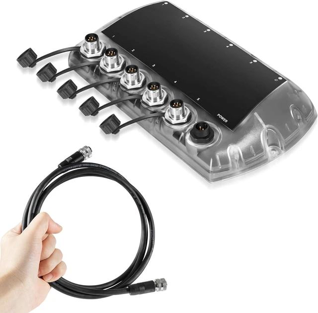 Main image of 5 Port Ethernet Switch & 5 Foot Ethernet Cable Kit, Replace for Humminbird 411850-1 AS ETH 5PGL, 720073-6 AS EC 5E, for APEX SOLIX Helix G4N G3N Fish Finder, Multi-Device Networking w/LED Indicators