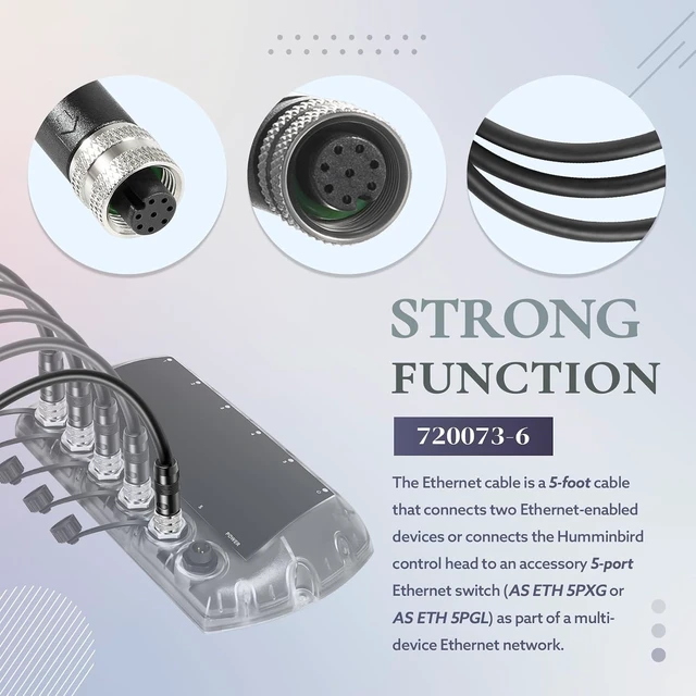 Alt view image 6 of 7 - 5 Port Ethernet Switch & 5 Foot Ethernet Cable Kit, Replace for Humminbird 411850-1 AS ETH 5PGL, 720073-6 AS EC 5E, for APEX SOLIX Helix G4N G3N Fish Finder, Multi-Device Networking w/LED Indicators