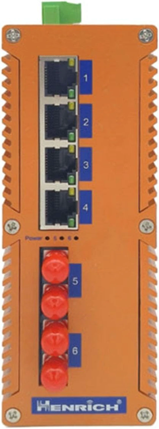 Alt view image 2 of 3 - Henrich 6-Port Unmanaged Industrial Gigabit Ethernet Switch, 2 ST Fibers