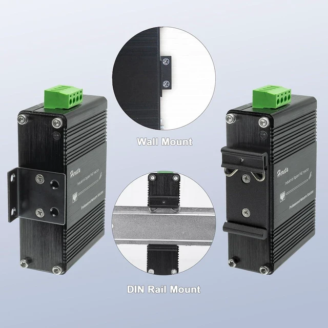 Alt view image 6 of 6 - Gigabit PoE+ Injector, 2-Port 30W Industrial PoE Adapter, IEEE 802.3af/at Compliant, Transmission Distance Up to 100M(328 ft), Plug & Play, Metal Housing, DIN-Rail/Wall Mount