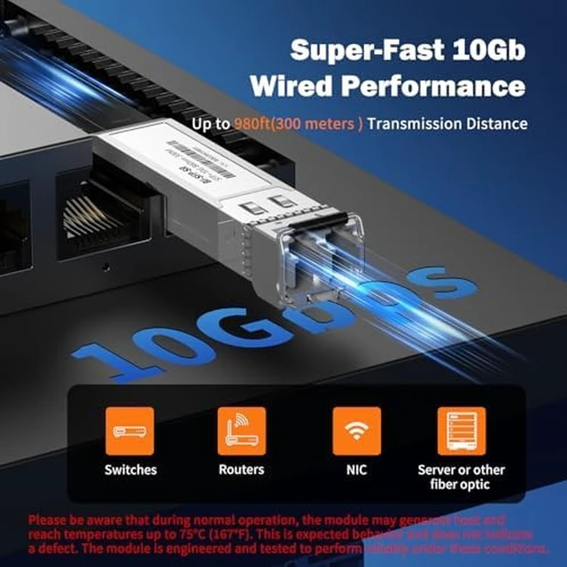 Alt view image 7 of 7 - 24 Port 2.5Gb Managed Ethernet Network Switch, 2 x 10Gb SFP+ Ports with 4-Pack 10Gb LC SFP+ Module 980Ft (300m), 160Gb Bandwidth