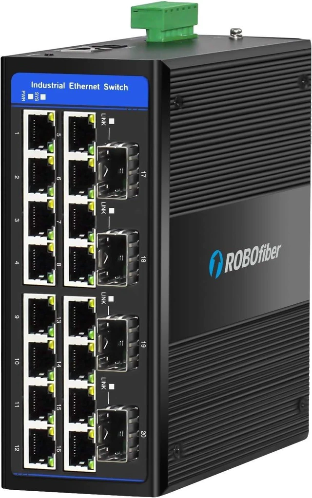 Main image of HGW-1604SM - 16x RJ45 + 4X SFP Ports Gigabit Ethernet Managed Industrial Fiber Switch, DIN Rail Mount, -40 to +75 Celsius