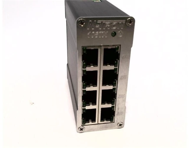 Main image of N-TRON 108TX >2M Hours MTBF, 1.6GB/S MAX THROUGHPUT, 10/100 BASETX, 10-30 VDC, 8 Port, Hardened Metal DIN Rail Enclosure, IEEE 802.3 Compliant, Industrial ETHERNET Switch, LED Link/Activity Status