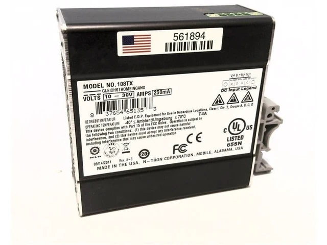 Alt view image 2 of 4 - N-TRON 108TX >2M Hours MTBF, 1.6GB/S MAX THROUGHPUT, 10/100 BASETX, 10-30 VDC, 8 Port, Hardened Metal DIN Rail Enclosure, IEEE 802.3 Compliant, Industrial ETHERNET Switch, LED Link/Activity Status