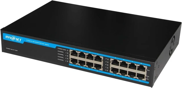 Alt view image 2 of 7 - 8 Port 802.3at 10G PoE+ Injector, 8 Port 30W PoE+@150W, 1G/2.5G/5G/10Gbps PoE+ Midspan(Model:PE908R-10G-AT-150W)
