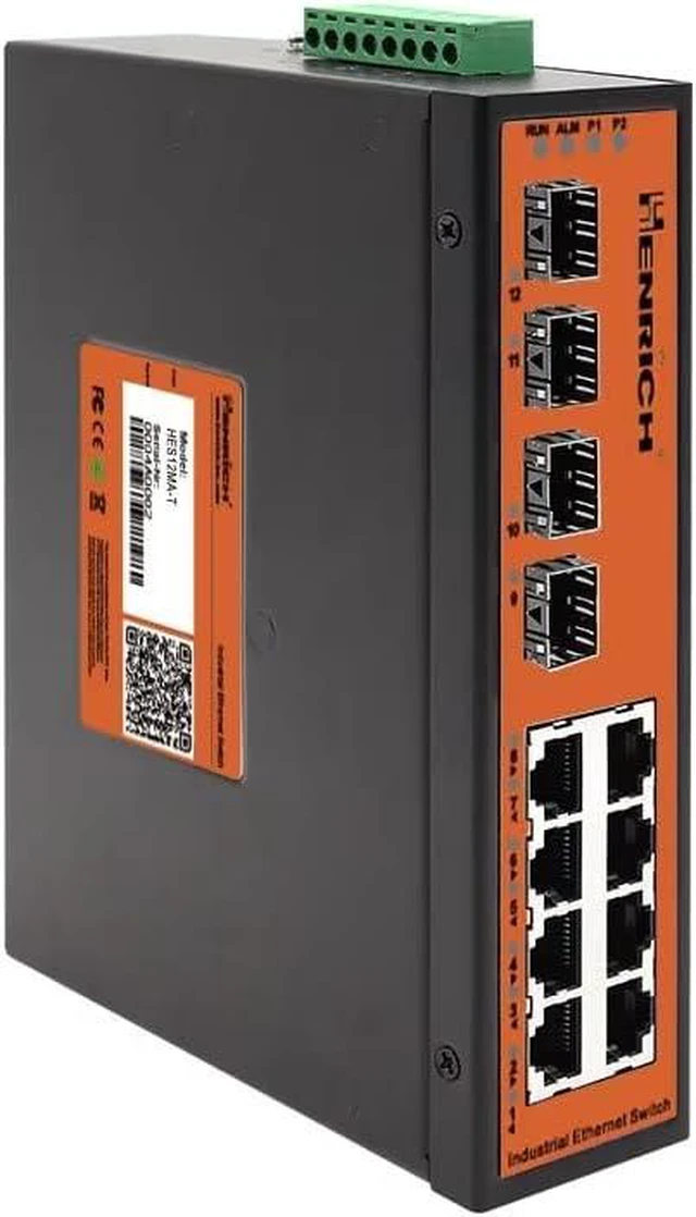 Main image of Henrich 12-Port Full Layer 2 Managed DIN-Rail Industrial Ethernet Switch