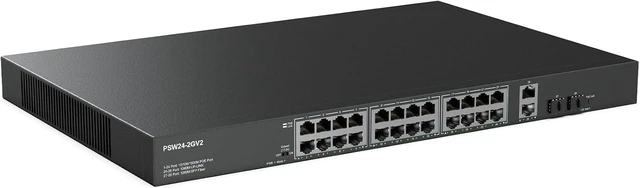 Main image of 48 Port Gigabit PoE Switch, 2 Gigabit Ethernet Uplink, 2 Gigabit SFP, 800W IEEE802.3af/at, Rackmount Unmanaged Plug and Play Network Switch