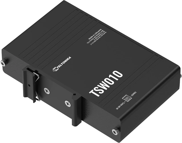 Alt view image 3 of 7 - Teltonika TSW010 TSW010000000 Industrial DIN Rail Ethernet Switch, 5X 10/100 Mbps Ports, Plug and Play, unmanaged, Anodized Aluminum housing