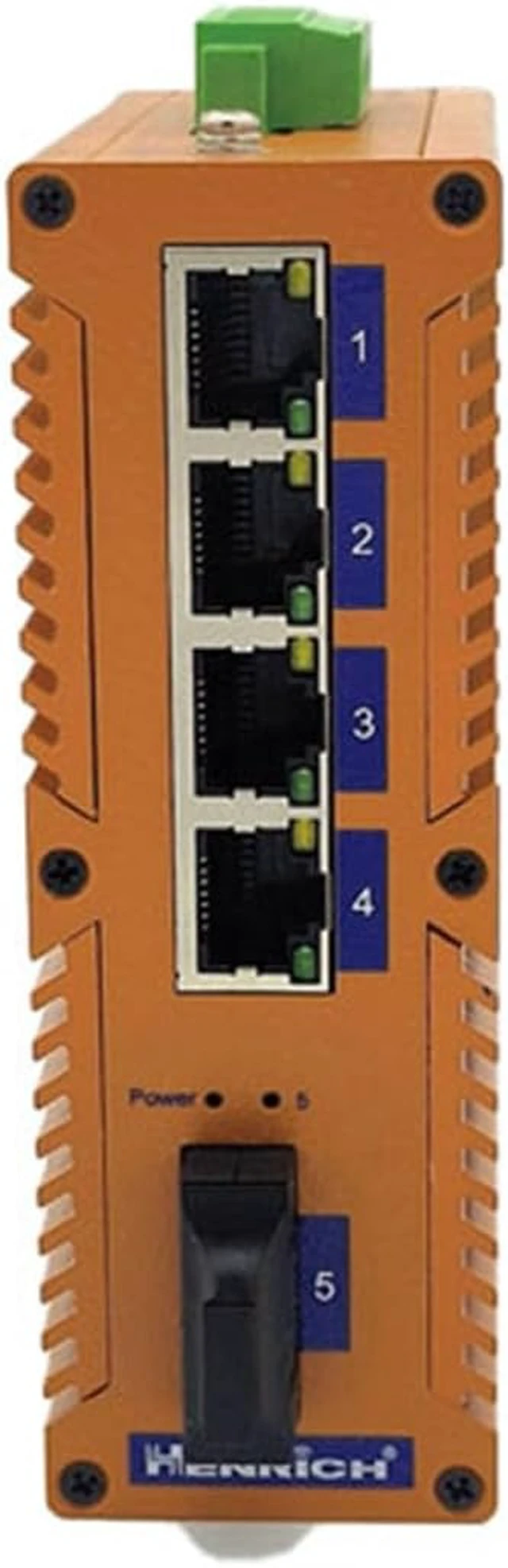 Alt view image 2 of 3 - Henrich 5-Port DIN-Rail Unamanged Industrial Ethernet Switch, One SC Fiber