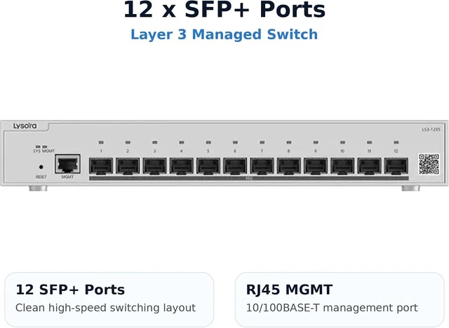 Alt view image 4 of 7 - LS3-12XS 12-Port SFP+ Layer 3 Managed Switch