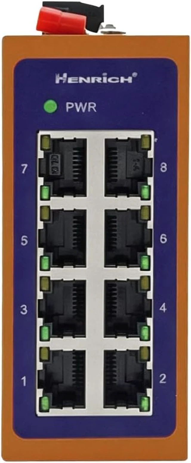 Alt view image 3 of 5 - Henrich Compact 8-Port Industrial Fast Ethernet DIN-Rail Mini Switch