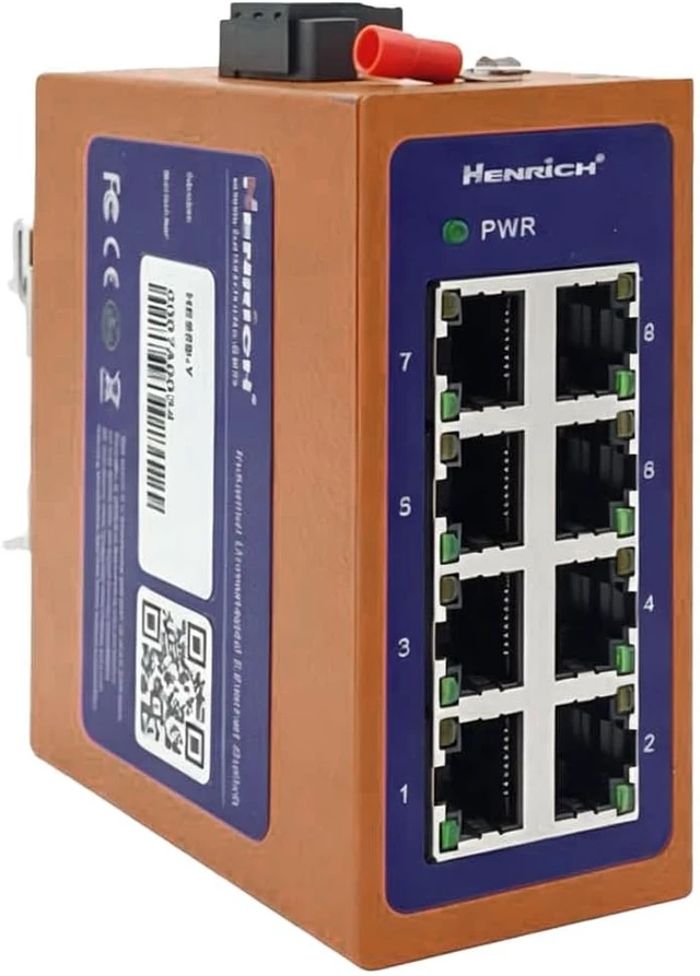 Alt view image 4 of 5 - Henrich Compact 8-Port Industrial Fast Ethernet DIN-Rail Mini Switch