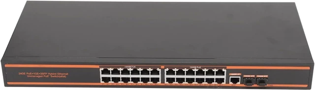 Main image of Gigabit PoE Switch 28 Port Fanless Plug and Play with 150W Power Supply
