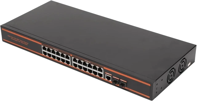 Alt view image 7 of 7 - Gigabit PoE Switch 28 Port Fanless Plug and Play with 150W Power Supply