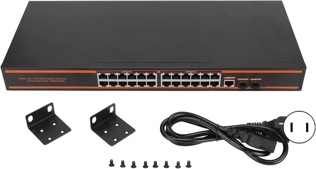 Alt view image 6 of 7 - Gigabit PoE Switch 28 Port Fanless Plug and Play with 150W Power Supply