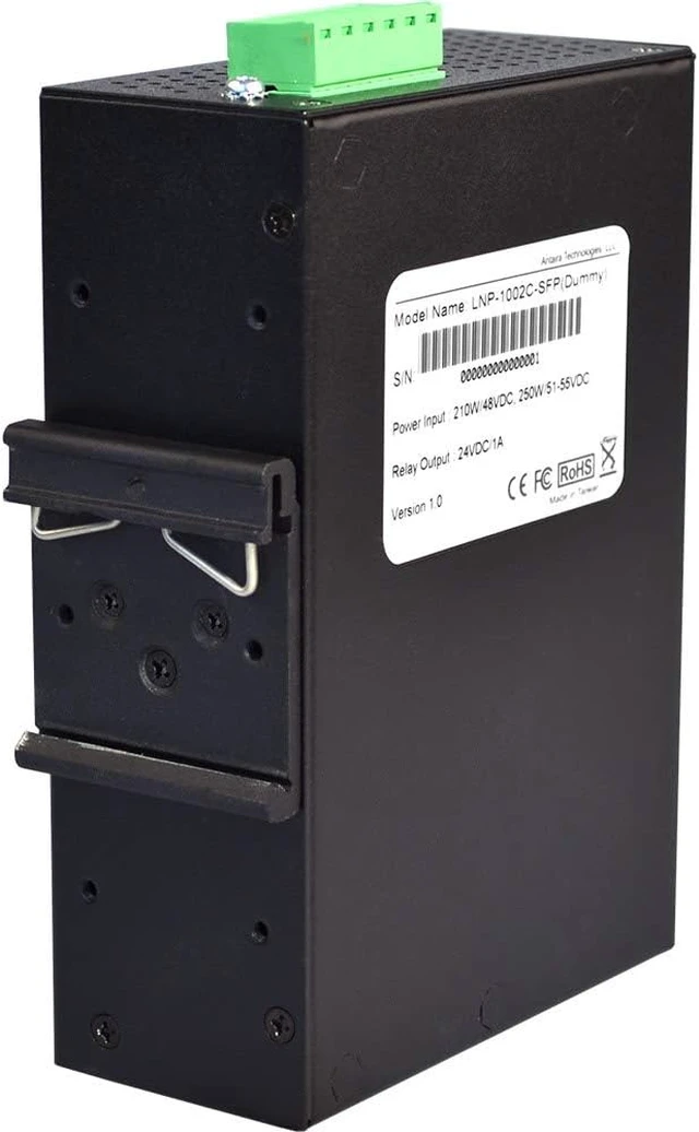 Alt view image 5 of 6 - Antaira LNP-1002C-SFP-24-T Industrial 10-Port PoE Unmanaged Gigabit Ethernet Switch, 2 SFPs, DIN-Rail Mount, -40 to 75°C Operating Temperature, Redundant 12 to 36 VDC Power Input, 5-Year Warranty