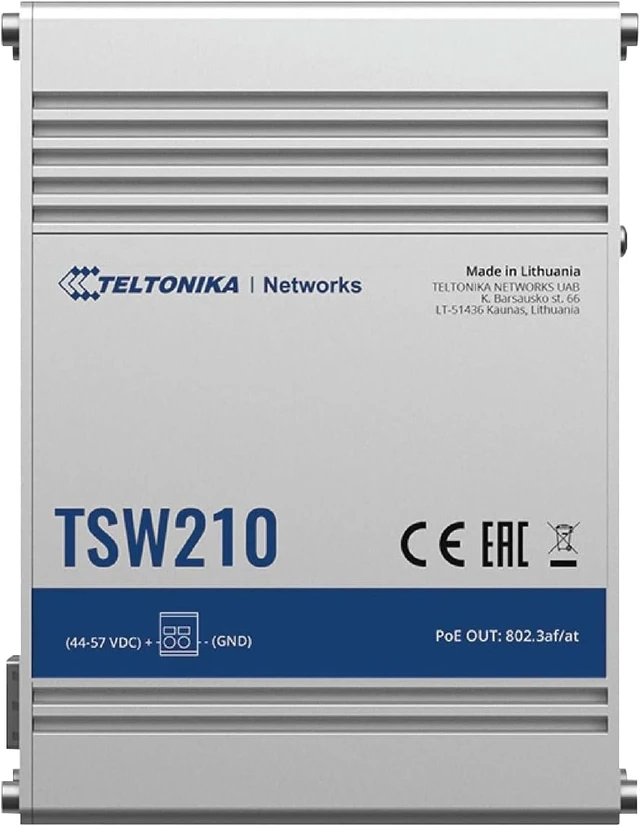 Alt view image 4 of 7 - Teltonika TSW210 TSW210000011 Industrial Unmanaged PROFINET Ethernet Switch, 8X Gigabit Ethernet Ports, 2X SFP Ports, PROFINET Certified, DIN Rail Mountable, Plug-and-Play, North America Version