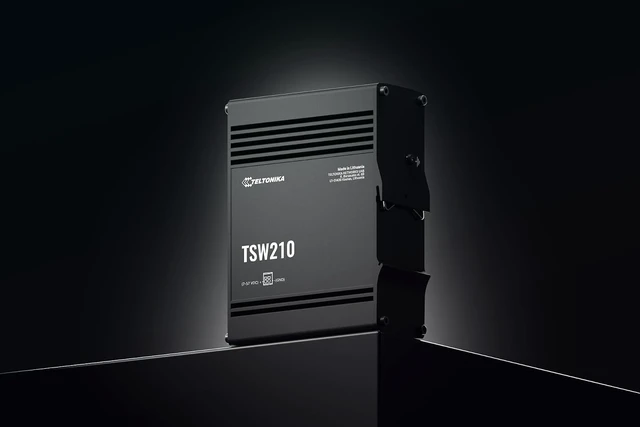 Alt view image 7 of 7 - Teltonika TSW210 TSW210000011 Industrial Unmanaged PROFINET Ethernet Switch, 8X Gigabit Ethernet Ports, 2X SFP Ports, PROFINET Certified, DIN Rail Mountable, Plug-and-Play, North America Version