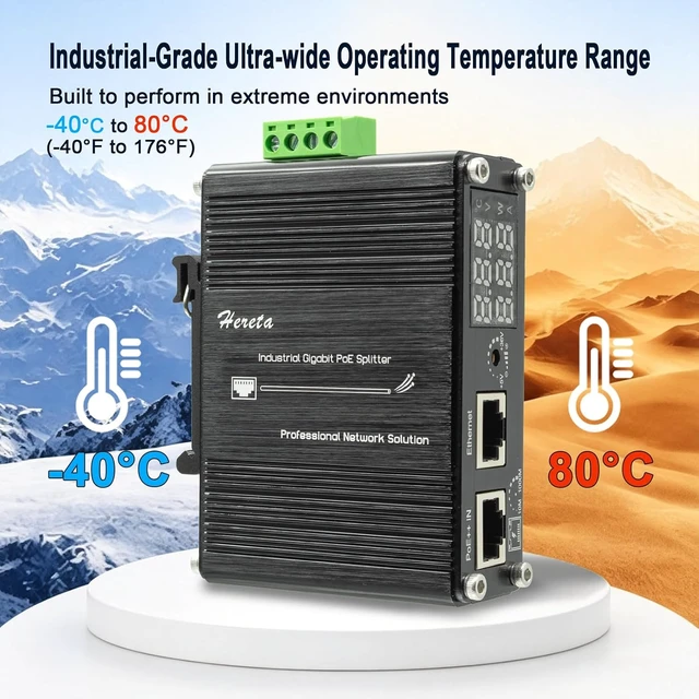 Alt view image 6 of 7 - Industrial Gigabit Smart PoE++ Splitter 10/100/1000Mbps IEEE802.3af/at/bt with LED Display and Adjustable Output Voltage 5~36VDC 70W for Non-PoE Devices (Smart PoE Splitter 95W)