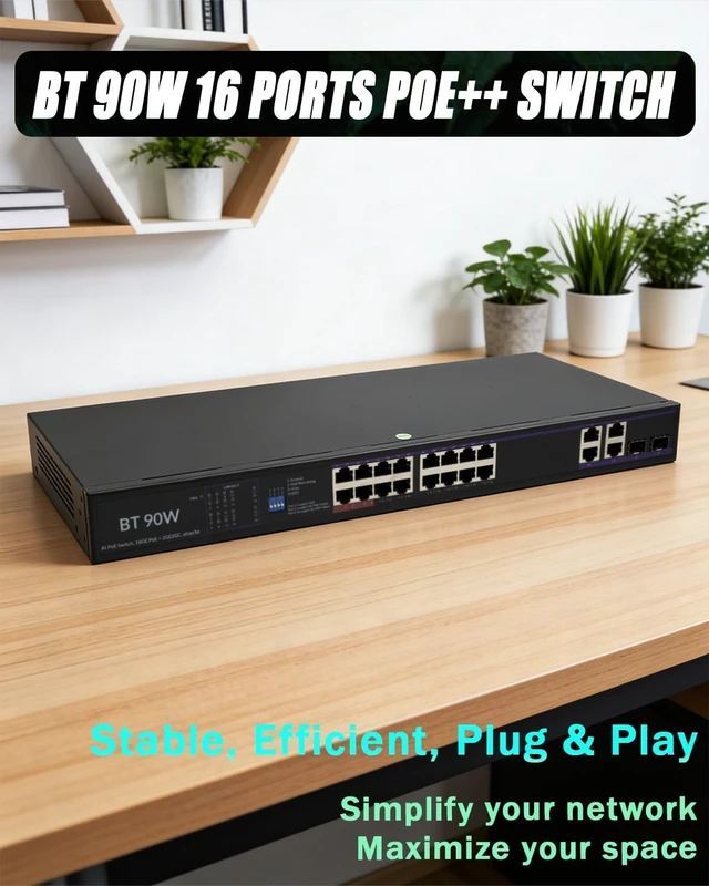 Alt view image 6 of 7 - 250W 16 Port Gigabit Unmanaged Poe Switch Rack Power Supply