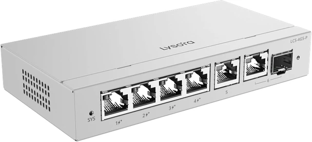 Alt view image 3 of 7 - LCS-4GS-P 6-Port Gigabit PoE+ Cloud Managed Switch