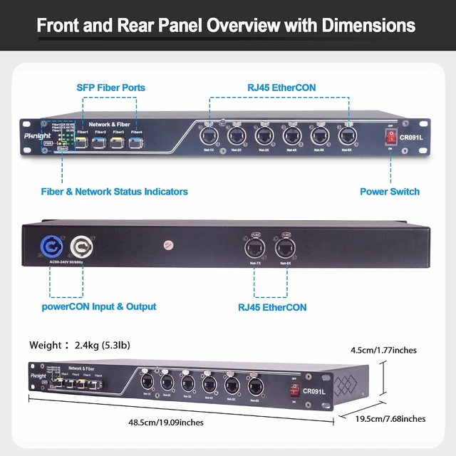 Alt view image 5 of 7 - Pknight 12-Port Gigabit Fiber Switch 4 SFP + 8 RJ45