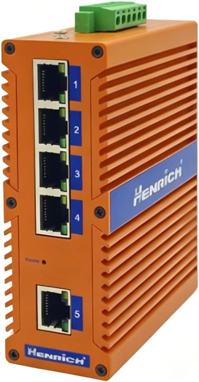 Alt view image 2 of 5 - True Industrial Ethernet: Henrich 5x100Mbps Copper Port Din-Rail Switch