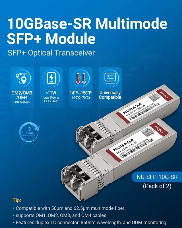 Alt view image 4 of 5 - 8-Port 2.5G Switch with 2-Pack 10G SR SFP+ Multimode Transceivers