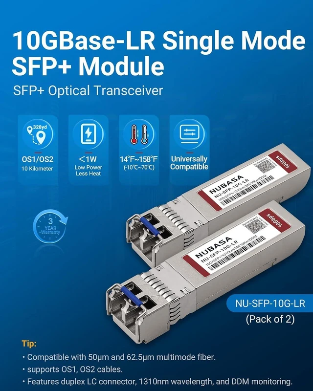 Alt view image 4 of 6 - 8-Port 2.5G Switch with 2-Pack 10GBase-LR SFP+ Single-Mode Modules