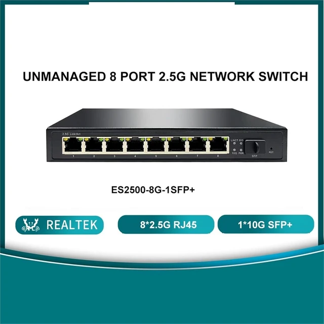 Alt view image 4 of 5 - & Play Multi-gigabit Unmanaged PoE/Non-PoE Switch 8 Port 2.5g with 1 * 10G SFP(PoE)