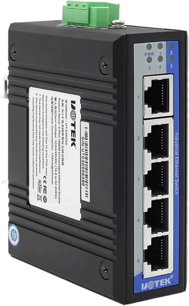 Main image of 1PCS 1000M 5 Ports RJ45 Network Gigabit Unmanaged Industrial Ethernet Switch DIN-Rail IP40 Full Half Duplex UT-6405GC